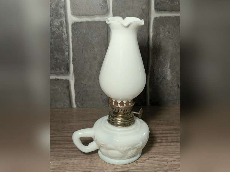VINTAGE MILK GLASS OIL LAMP image