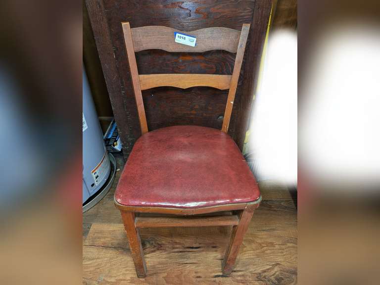 VINTAGE UPHOLSTERED SEAT SOLID WOOD LADDER BACK CHAIR image