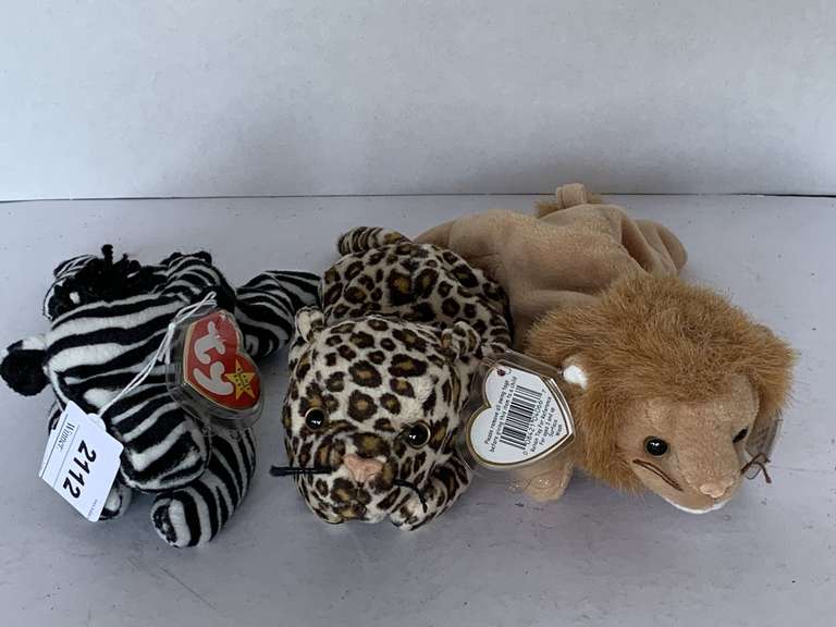 3 TY BEANIE BABIES (1996 ROARY, 1996 FRECKLES, 1995 ZIGGY) image