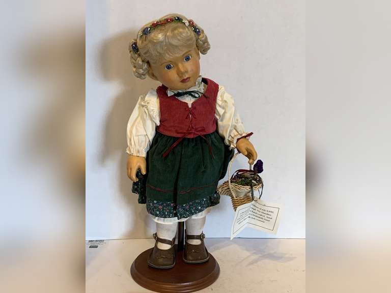 THE HAMILTON COLLECTION LIMITED EDITION "HEIDI" HANDPAINTED DOLL ON STAND 17 1/2" TALL image