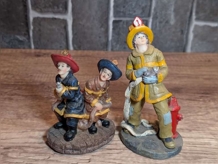 PAIR OF K'S COLLECTION FIREMAN FIGURINES image