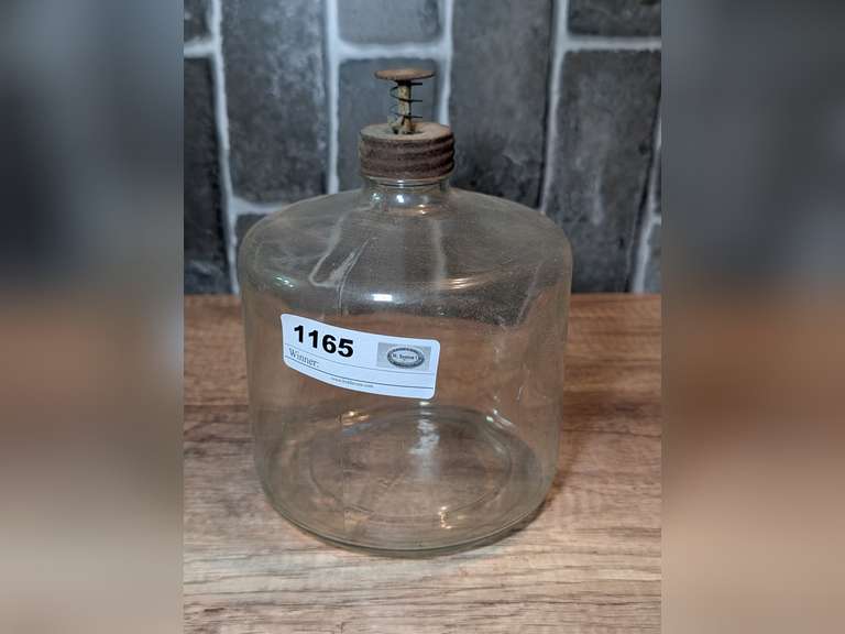 ANTIQUE DURAGLAS GLASS JUG WITH SPRING-LOADED SELF-SEALING TOP image