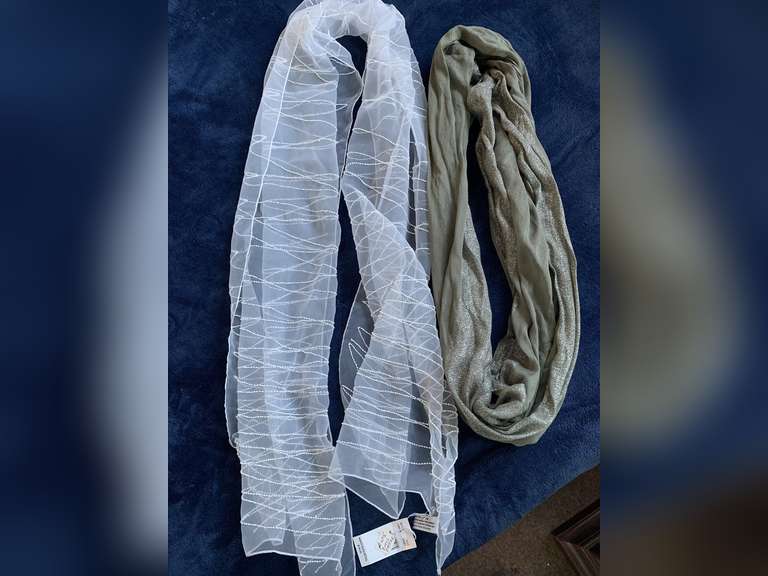 DARK GREY & SILVER INFINITY SCARF & LONG SHEER BEADED SCARF BY COLLECTION XIIX image