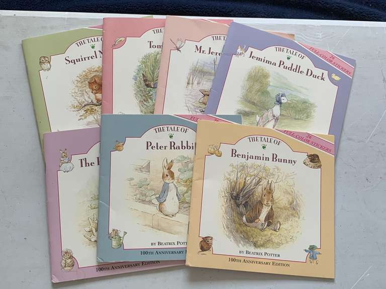 SEVEN 1992 BEATRIX POTTER 100TH ANNIVERSARY EDITION SMALL PAPERBACK BOOKS WITH STICKERS image