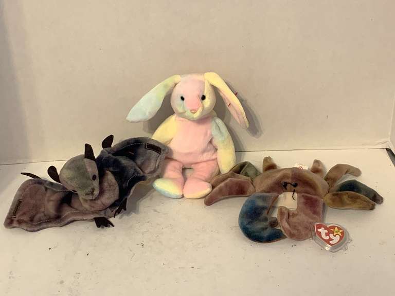 3 TY BEANIE BABIES (1996 CLAUDE, 1998 HIPPIE, 1996 BATTY) ***2 HAVE TAG ERRORS (MORE VALUABLE) image