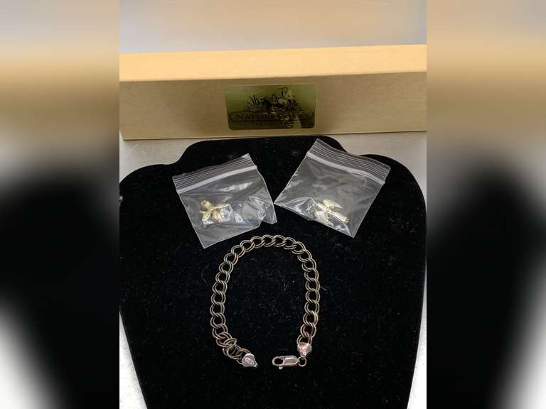 NEW STERLING SILVER LINK CHARM BRACELET & 2 STERLING SILVER ANGEL CHARMS 19.91 GRAMS image