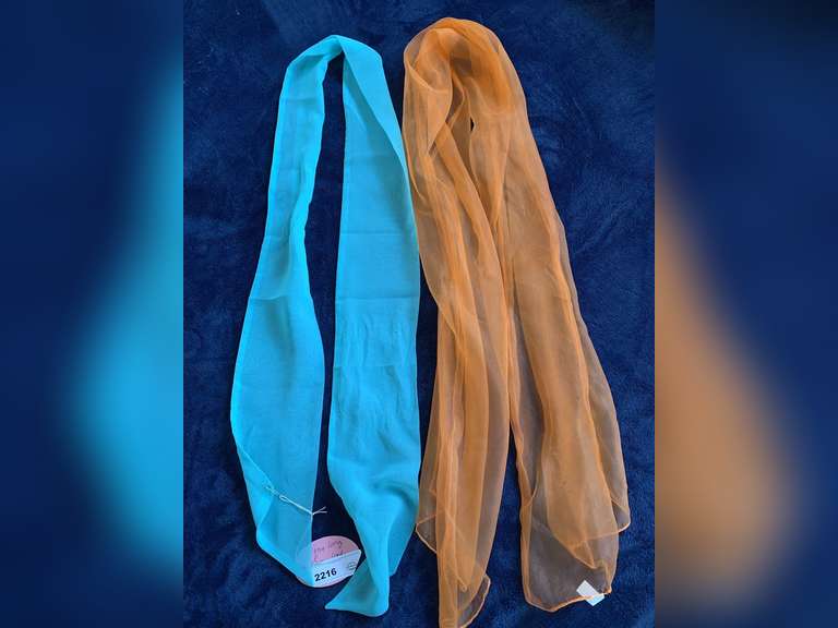 ORANGE SHEER LONG SCARF & SHEER LONG AQUA SCARF image