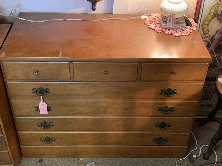 VINTAGE ETHAN ALLEN 5 DRAWER CHEST 40" LONG X 18" DEEP X 30" TALL image