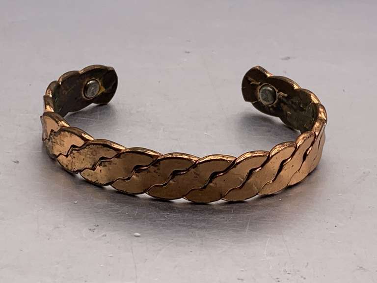 VINTAGE SOLID COPPER BRAIDED CUFF BRACELET image