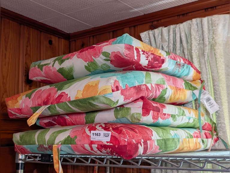 FOUR COLORFUL OUTDOOR CHAIR CUSHIONS image