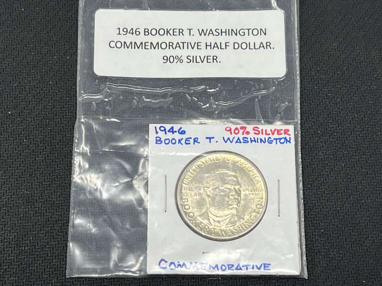 1946 Booker T. Washington commemorative silver half dollar, see pictures for details. image