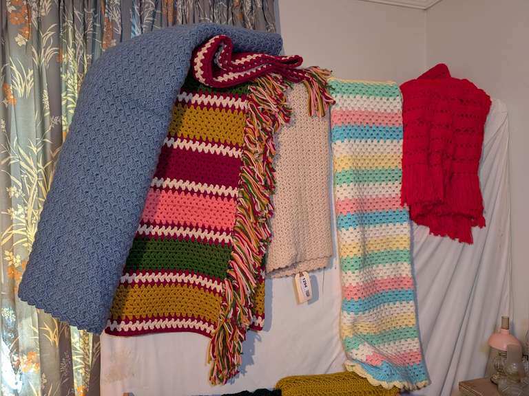 FIVE HAND CROCHETED BLANKETS image