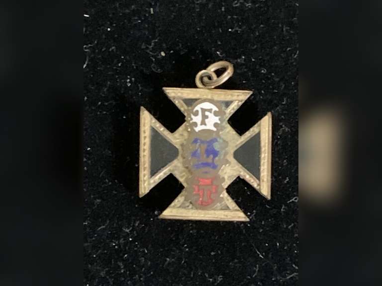 VINTAGE FRATERNAL MALTESE CROSS FOB FREE MASONS OF FOB (FREEDOM, CHARITY, FRIENDSHIP) image