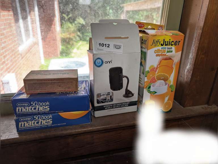 ONN WINDOW OR DASH MOUNT MOBILE DEVICE HOLDER, BOOK MATCHES, AND JIFFY JUICER IN ORIGINAL BOX image