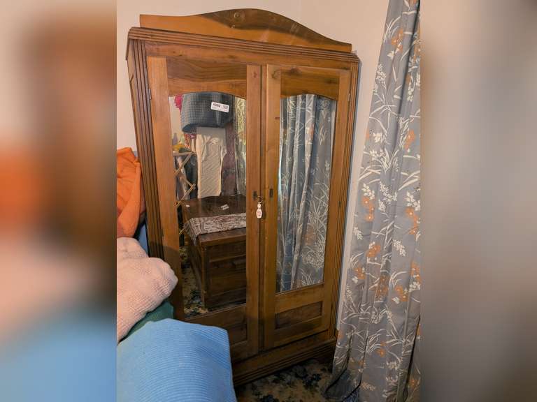 VINTAGE MIRROR DOOR CEDAR LINED WARDROBE CABINET *** SPECIAL PICKUP INSTRUCTIONS *** image