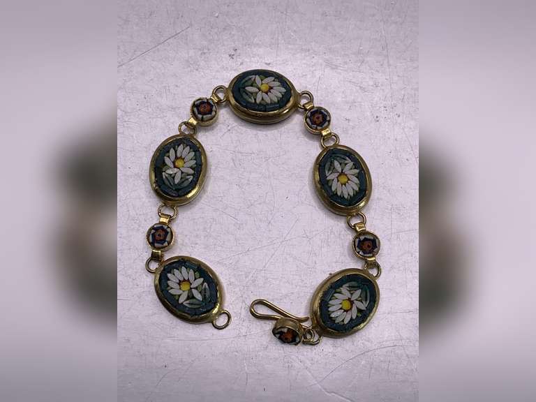 ANTIQUE MICRO MOSAIC BRACELET MADE IN ITALY 6" image