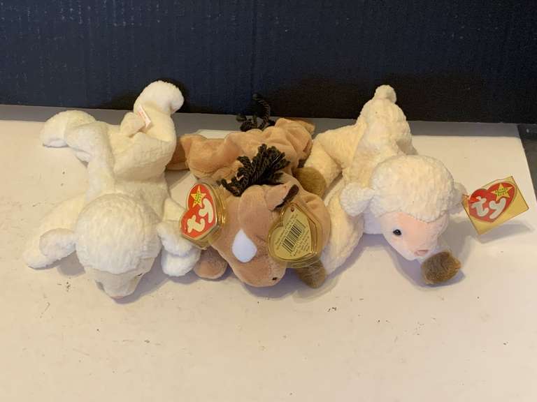 TY BEANIE BABIES (1995 DERBY, 1996 FLEECE & 1998 EWEY) ****EWEY HAS TAG ERROR (MORE VALUABLE) image