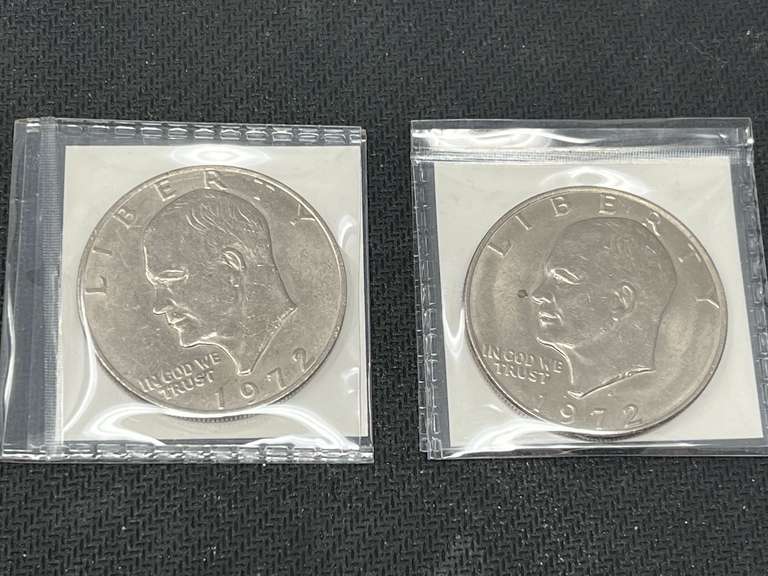 1972 Eisenhower dollars, two pieces, see pictures for details. image