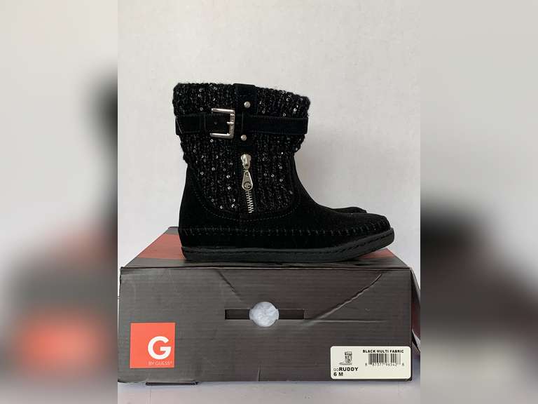 NEW GUESS BLACK SUEDE BOOTS SIZE 6 1/2 image