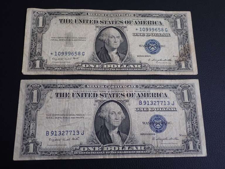 (2) SERIES 1935 $1 SILVER CERTIFICATES