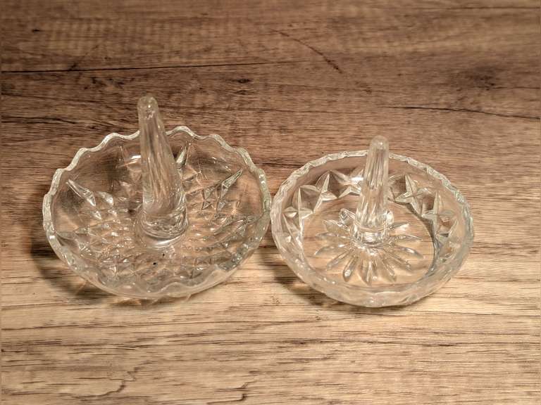PAIR OF VINTAGE CRYSTAL RING HOLDERS image