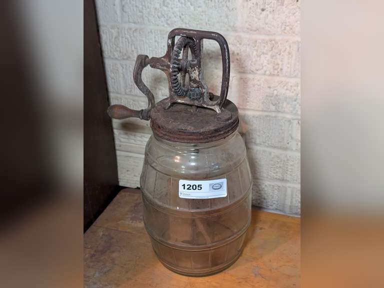 ANTIQUE DAZEY GLASS BODY BUTTER CHURN image