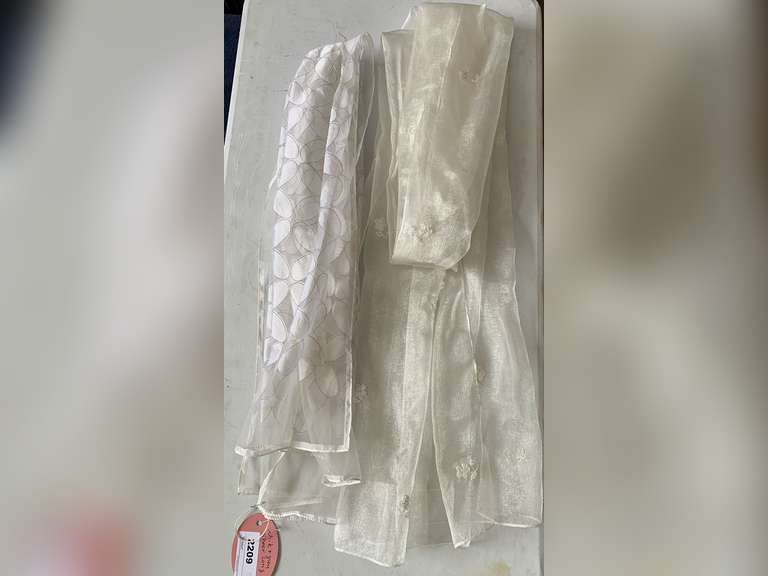 WHITE SHEER EMBELLISHED LONG SCARF & SHEER WHITE/GREY LONG SCARF image