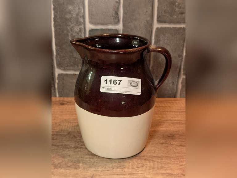 OLD UNSIGNED GLAZED POTTERY PITCHER image