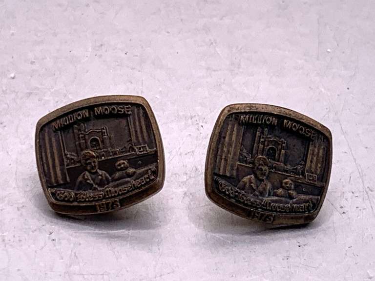 TWO 1973 MILLION MOOSE LAPEL PINS image