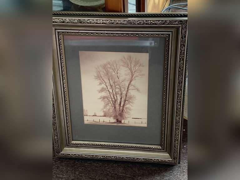 BEAUTIFULLY MATTED/FRAMED SEPIA OAK TREE PRINT/PHOTO (UNSURE OF ARTIST) 15 1/2" X 19" image