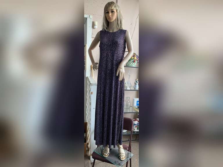 LIFE SIZE GIRL MANNEQUIN ON STAND WITH WIG, LONG DRESS, SHOES & BRACELET 70" TALL image