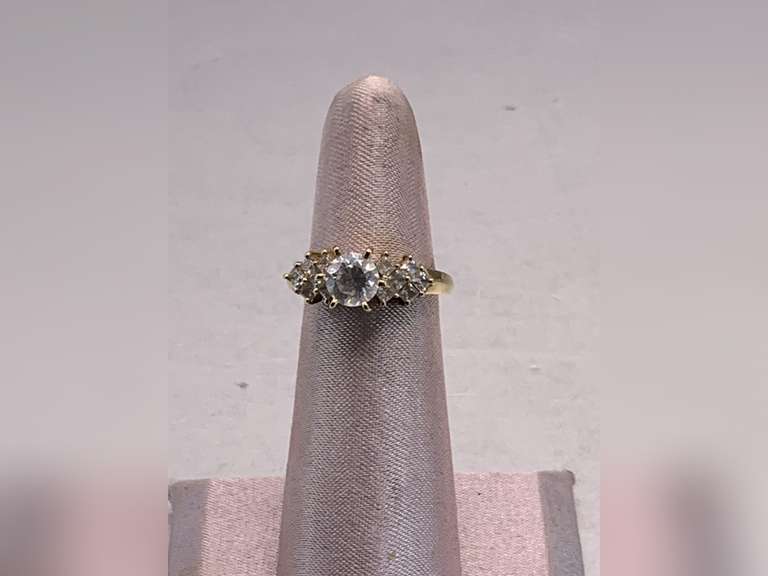 14K GOLD PLATED ENGAGEMENT RING WITH CZ SIZE 5 1/2 3.66 GRAMS image