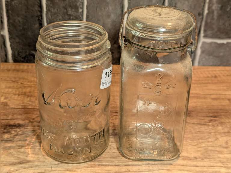 OLD KERR WIDE MOUTH MASON JAR AND QUEEN BAIL LID WIDE MOUTH MASON JAR image