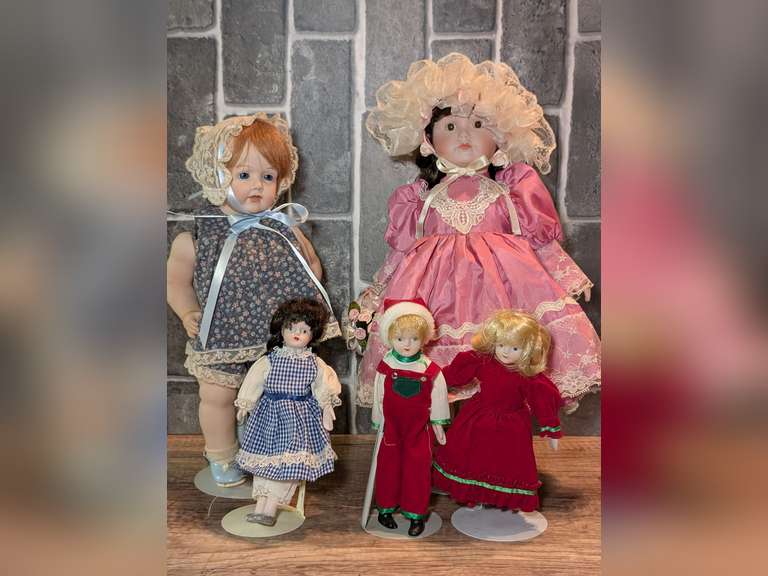 FIVE PORCELAIN COLLECTOR DOLLS image