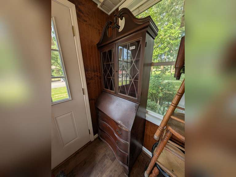 VINTAGE SECRETARY CABINET WITH HUTCH image