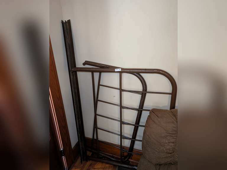 ANTIQUE FULL SIZE METAL HEADBOARD, FOOTBOARD, AND RAILS image