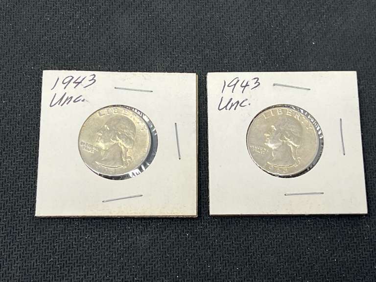 1943 uncirculated silver quarters, two pieces, see pictures for details. image