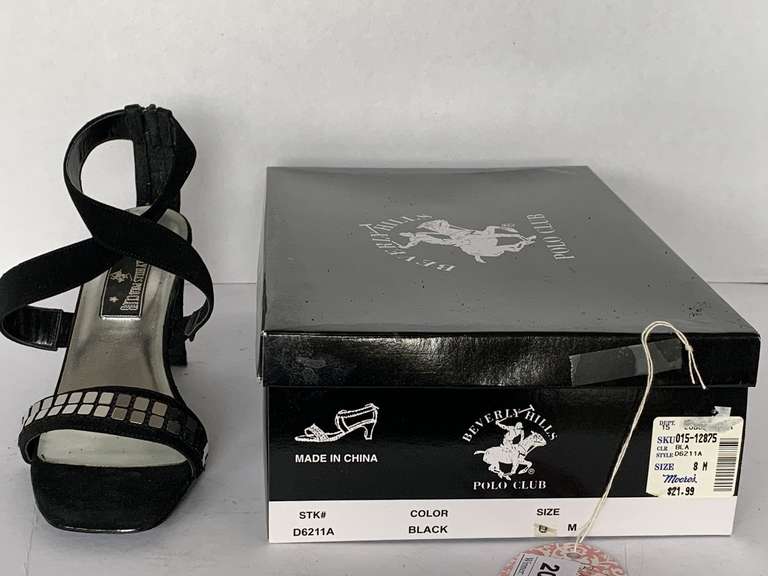 NEW BEVERLY HILLS POLO CLUB BLACK EVENING SHOES SIZE 8 image