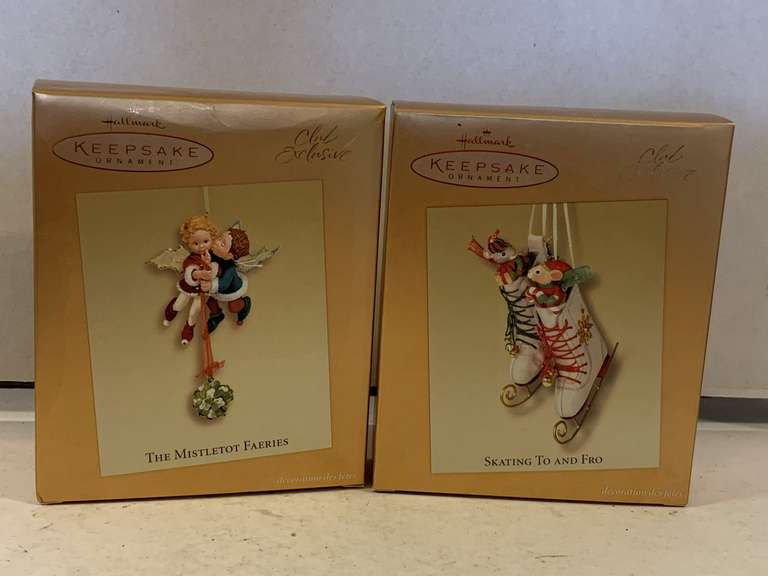 2 NEW 2003 HALLMARK ORNAMENTS "SKATING TO AND FRO" & "THE MISTLETOT FAERIES" image