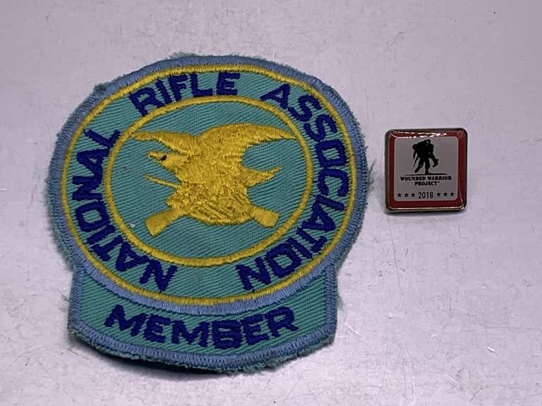 VINTAGE NATIONAL RIFLE ASSOCIATION MEMBER PATCH & WOUNDED WARRIOR PROJECT 2018 LAPEL PIN image
