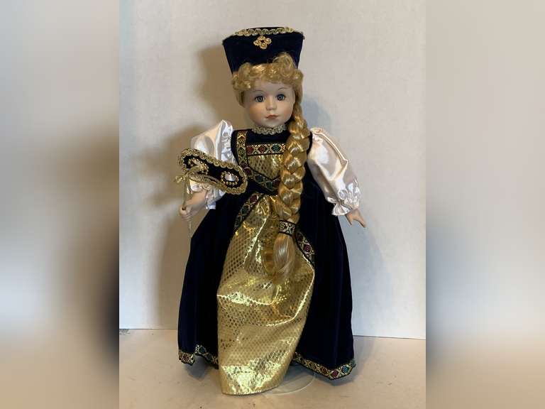 DANDEE RAPUNZEL PORCELAIN DOLL WITH STAND 18" TALL image