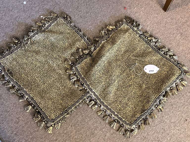 2 LEOPARD SQUARES WITH FRINGE 19" SQUARE image