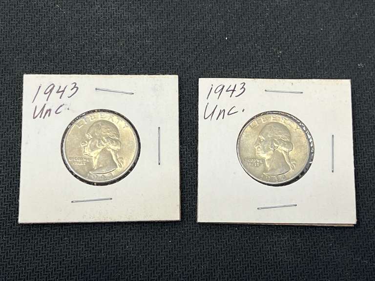 1943 uncirculated silver quarters, two pieces, see pictures for details. image