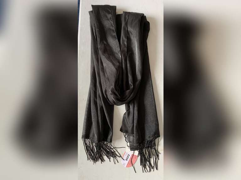 NEW LIZ CLAIBORNE BLACK BEADED LONG SCARF image