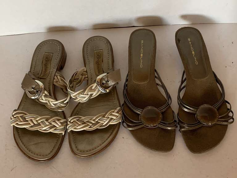 2 PAIR LADIES SANDALS (GENTLY WORN) - BRIGHTON & BANDOLINO - 8M image