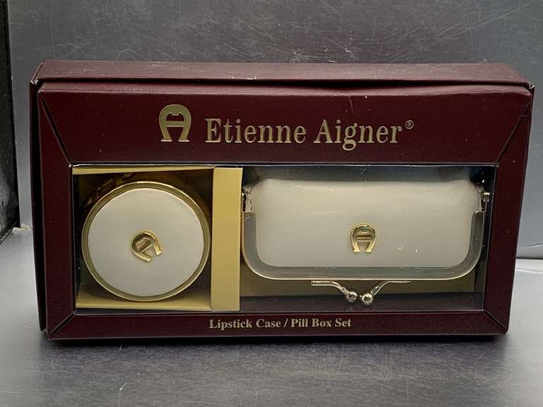 NEW ETIENNE AIGNER PILL BOX & LIPSTICK CASE IN GIFT BOX image