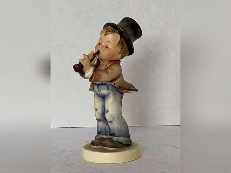 VINTAGE M.L. HUMMEL FIGURINE MADE IN WEST GERMANY "SERENADE" BOY PLAYING FLUTE 5" TALL image