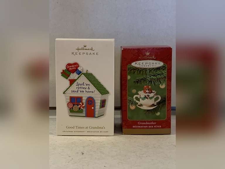 2 NEW HALLMARK ORNAMENTS "2001 GRANDMOTHER" & "2010 GOOD TIME AT GRANDMA'S" image