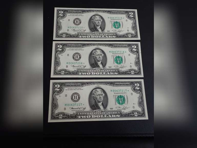 (3) SEQUENTIAL SERIES 1976 $2 BANKNOTES