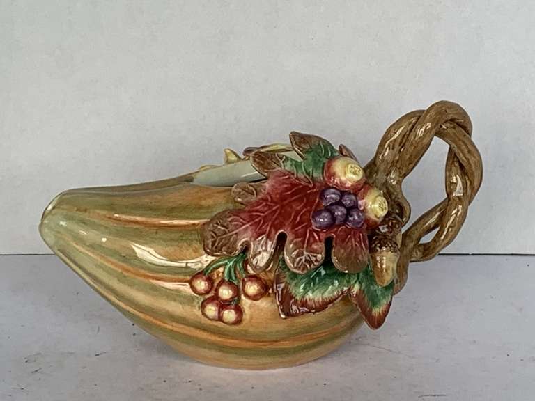 FITZ & FLOYD CLASSICS HARVEST HERITAGE GOURD GRAVY BOAT 8" LONG image